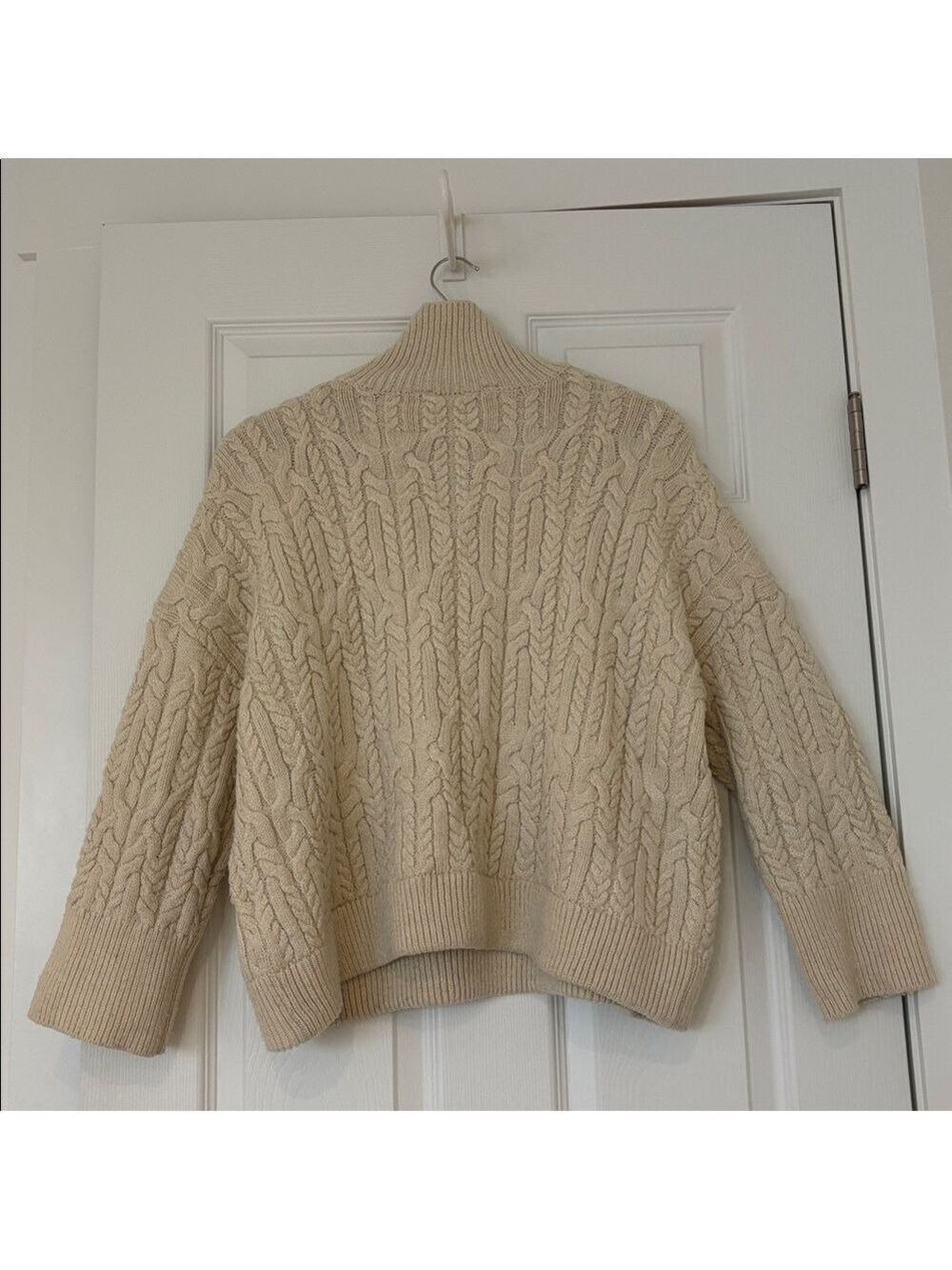 ZARA cable knit sweater When Harry Met Sally style ecru cream medium oversized - Picture 4 of 15